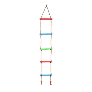 5 Step Children Plastic Climbing Ladder, Multicolor Indoor Outdoor Rope Ladder, Safety Sensory Training for Kids Home Outdoor Play