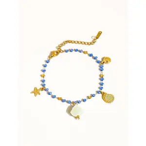 Ariel 18K Gold Non-Tarnish Shells and Star Beaded Bracelet