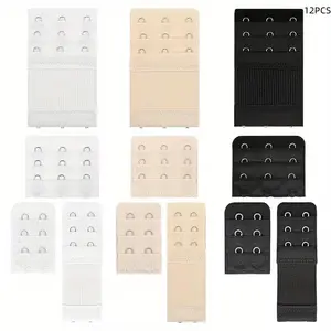 Women's Comfortable Soft Elastic Bra Extender Set, 12-Piece 2-Hook & 3-Hook Nylon Strap with Stainless Steel Hooks, Multi-Size