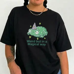 Plus Size Funny Frog Shirt Graphic Tee Women Weird But In A Magical Way Magic Toad Cute Goblincore Relaxed Fit Top S-6XL