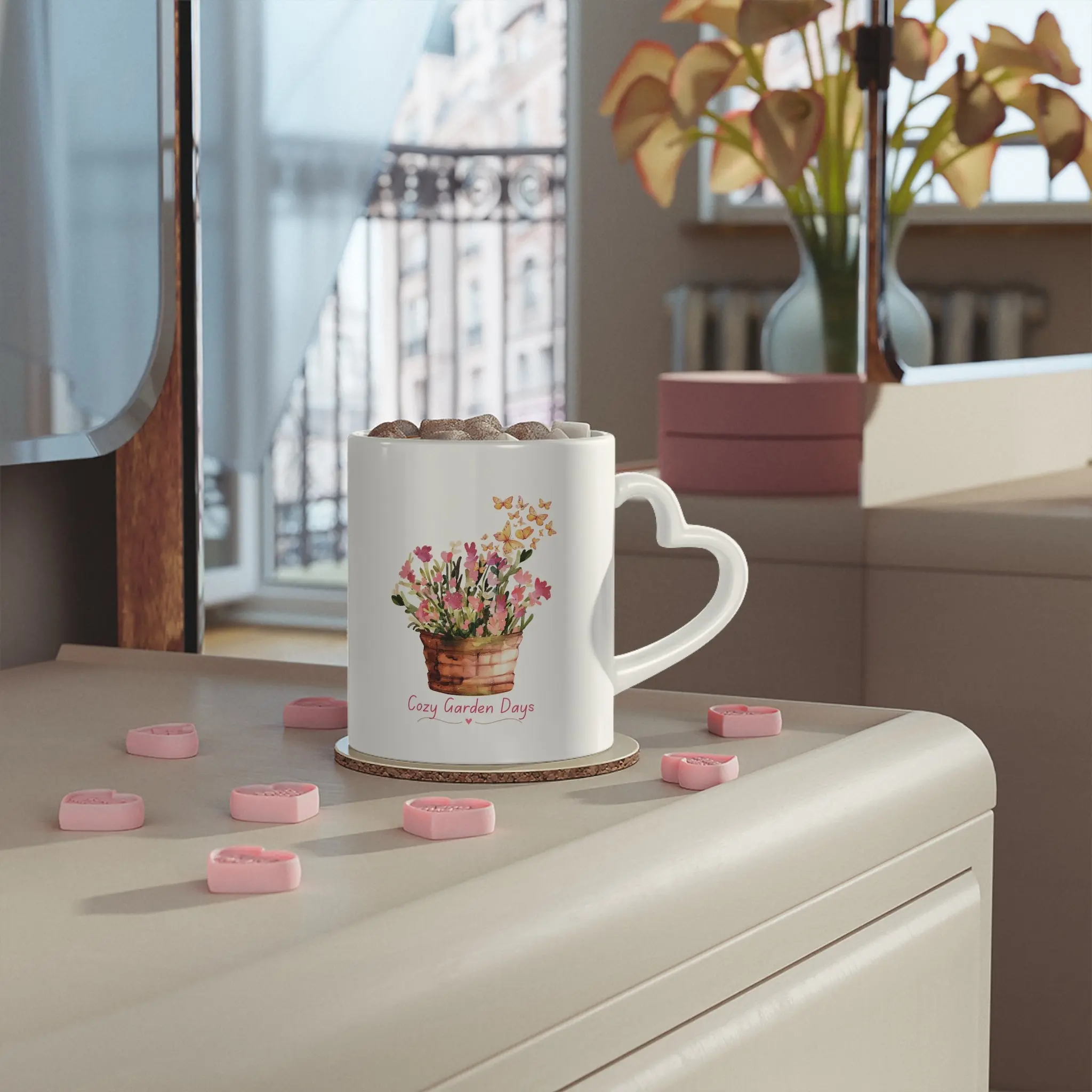 Floral Heart Mug — Cozy Love Flower Bouquet Ceramic Coffee Cup