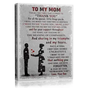 To My Mom Son's Thank You Poem Canvas Wall Art, Heartfelt Mother's Day Gift, Emotional Family Quote Print, Vintage Style Home Decor, Unique Gift from Son to Mom