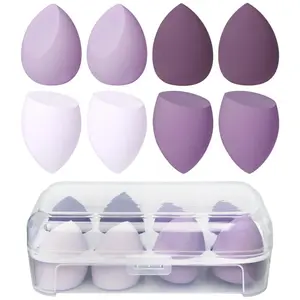 8Pcs Makeup Sponge Set, Wet & Dry Dual Use Beauty Blender, Soft & Skin-Friendly Foundation Sponge, Multi-Color Makeup Puff with Storage Box, Daily Makeup Application Tools