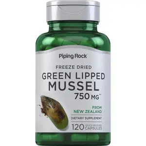 Piping Rock Green Lipped Mussel 750mg | 120 Capsules | Supplement For Humans | Freeze Dried from New Zealand | Non-GMO, Gluten Free