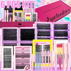 20-Piece False Eyelash Gift Set, Fluffy/dense/natural/color Options, Large Capacity, Includes Glue & Tools, DIY Lash Kit, DIY Eyelash Extensions, Ideal for Beginners DIY, Party, travels, weddings and meeting various daily makeup needs.