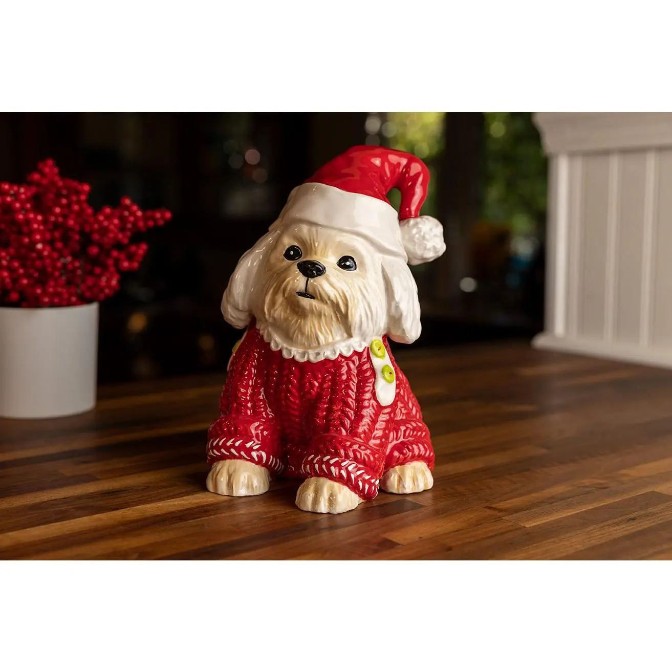 Hannah Maltese Holiday Figurine