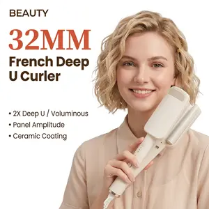 2026 Upgraded Deep U Waver, Ionic Anti-Frizz Hair Crimper for Salon Style Mermaid Waves Deep V Waver  Egg Roll Curling Iron