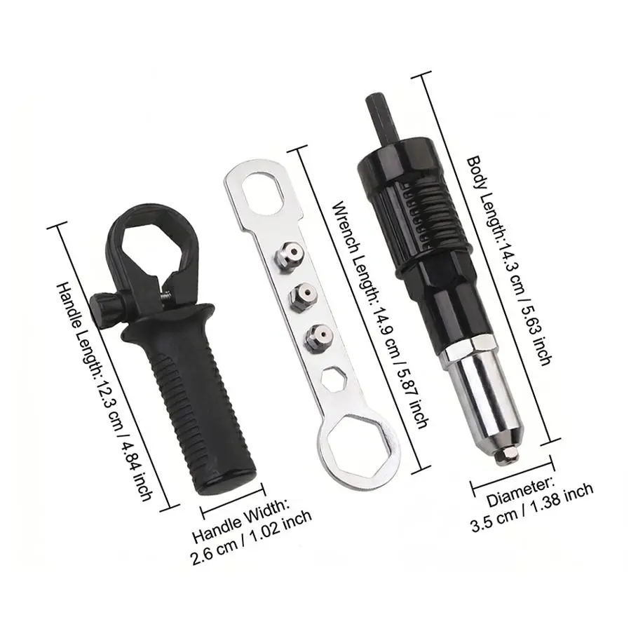 [Flash sale]Cordless Electric Rivet Nut Gun Riveting Tool with Drill Adapter & Hand Riveter Accessories