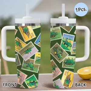 PIKPAKA John Deere - Farm Fresh Vacuum Flasks 40oz Stainless Steel Tumbler with Handle & Straw, Vacuum Insulated Travel Mug Keeps Drinks Cold Up to 12 Hours, Leak-Resistant Cup for Iced Coffee, Water, Office, Gym or Travel