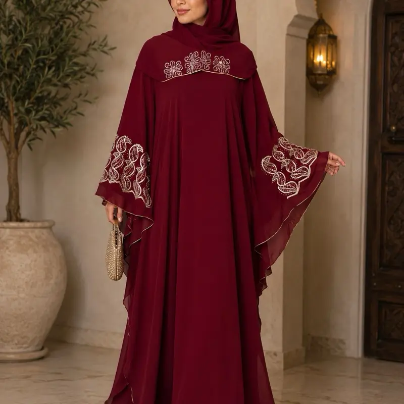 Women's Islamic #28 Dubai Luxury 1-Piece Butterfly Abaya, Modern Abayas, Modest Fashion Inspo, Butterfly Abayas, Hijabi Fashion