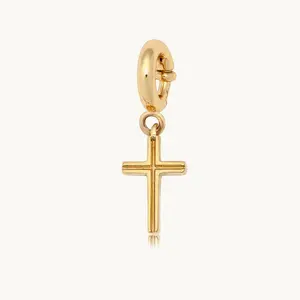 Little Words Project, Cross Charm, 14k Gold-Plated, Faith Reminder, Versatile Design, 0.4"