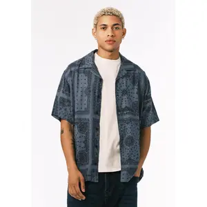 Sandro Men’s Printed Short Sleeve Camp Shirt, Mirage - BM24781