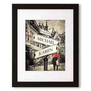 Couple's Street Signs Photo Prints Gift,includes Names and the Date Unique Gift for the Anniversary.11X14 inches D-Mats UNFRAMED