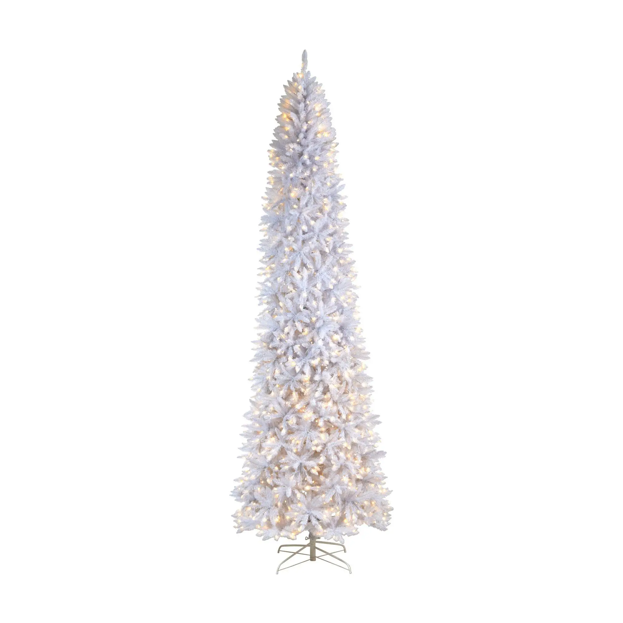 Nearly Natural 11' Slim White  Christmas Tree with 950 Lights