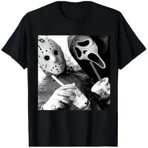 [Movie Inspired Shirt]Unisex Vintage 90s Halloween Graphic T-Shirt Cotton Crew Neck Tee Soft Casual Streetwear Top Retro Movie Inspired Print Shirt Trendy Fall Outfit Gift for Men Women Horror Fans