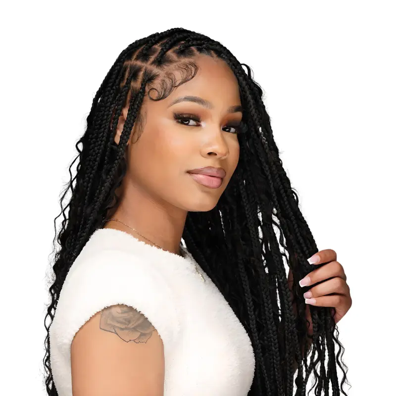 100% Human Hair Braiding Extensions - 14 Inches, 1B, 100g(3.5oz), Knotless, No Weft, Deep Wave, Straight Roots, Lightweight, Unisex, Boho Braids, Can Be Dyed, Comfortable, Ease of Installation & Styling, Casual Day Out Use