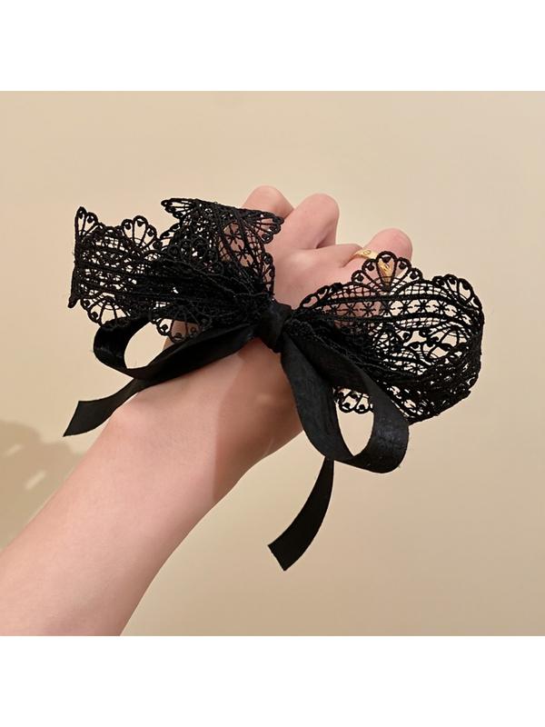 1 piece of black lace ribbon bow headband, bow headband hair accessory, retro black lace headband, suitable for tying hair, available in 4 seasons, suitable for Christmas, Halloween, Christmas Eve, birthday and New Year gifts