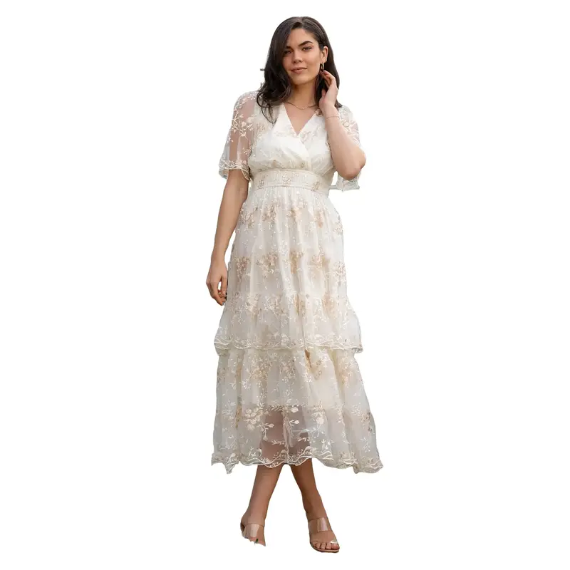 sachin and babi light blue dress Embroidered cotton lace midi dress in white - Erdem main image 0