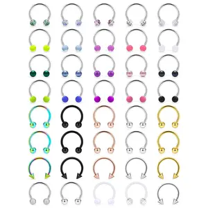 36-40Pcs 16G Surgical Steel Nose Septum Rings Piercing Jewelry for Women Men