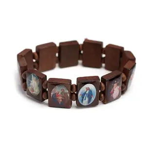 Women Men Wooden Saint Rosary Religious Bracelets Perfect Gift for Friends