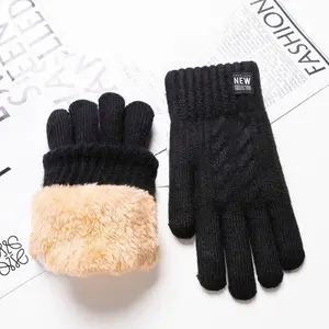 1 pair Thermal Touchscreen Gloves Unisex Winter Warm Wool Feel Thickened Cold Resistant Windproof Gloves Men and Women Outdoor