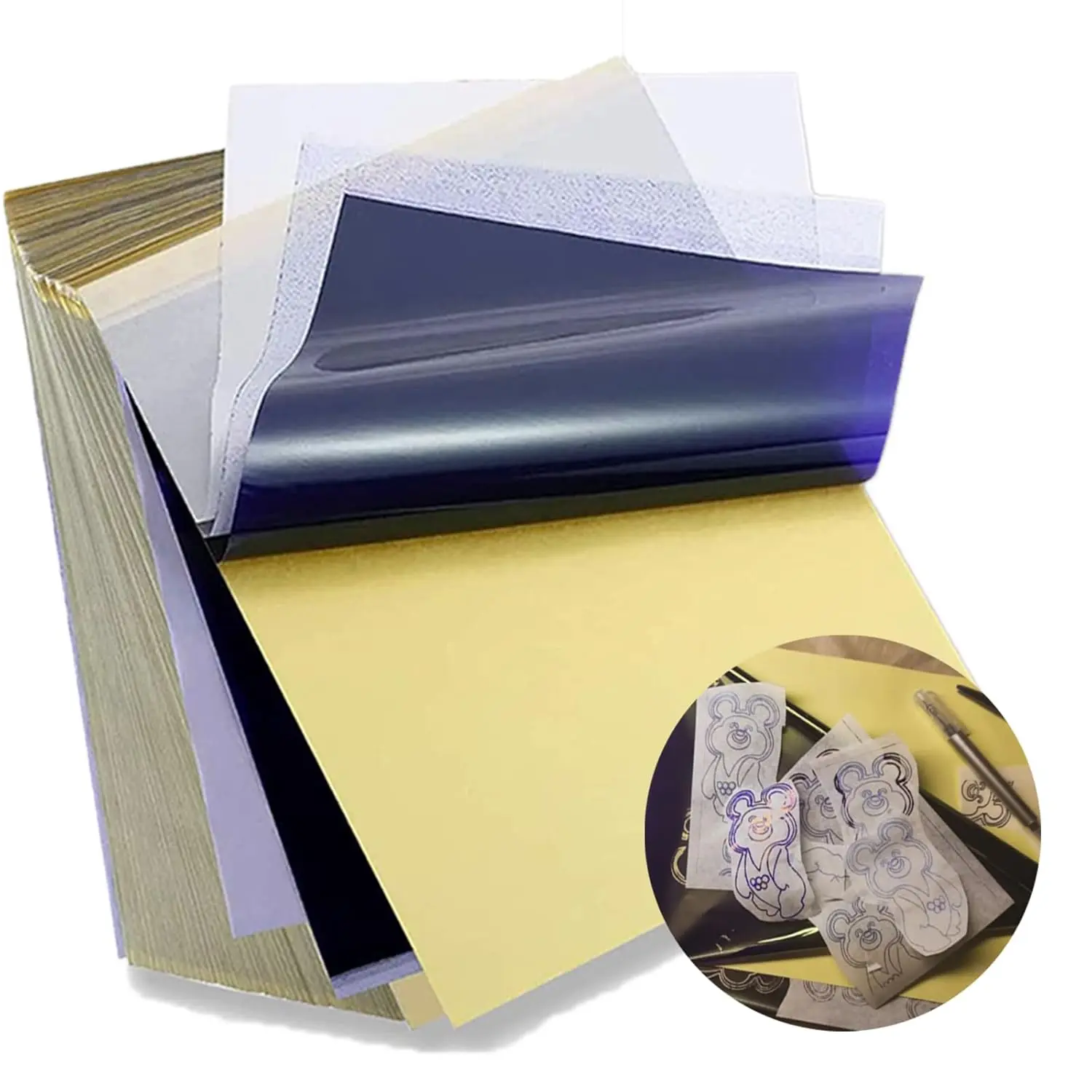 Tattoo Transfer Paper 50 Sheets Tattoo Stencil Paper Tattoo Supplies | A4 Size 4 Layers DIY Tattoo Tracing Paper Printer Paper Tattoo Kit