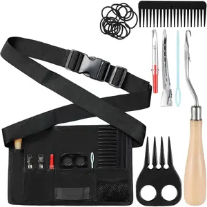 9 Pcs Horse Braiding Kit Complete Mane Horse Grooming Set with Waxed Canvas Bag Easy Start Supplies for Braiding Beginners Father's Day Birthday Gifts