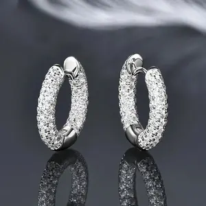 925 Sterling Silver Full Moissanite Diamond Earrings for Women Men Hoop Earrings Fine Jewelry 2025 Hip Hop Fashion