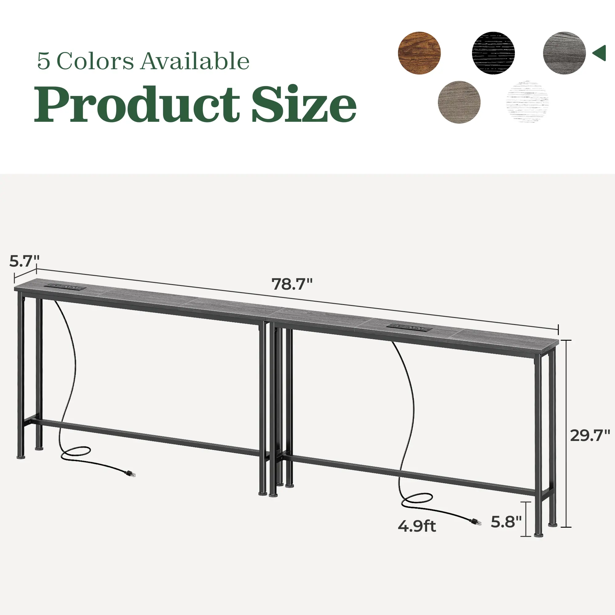 5.7 x 39.4 x 29.7, Charcoal Grey, Set of 2