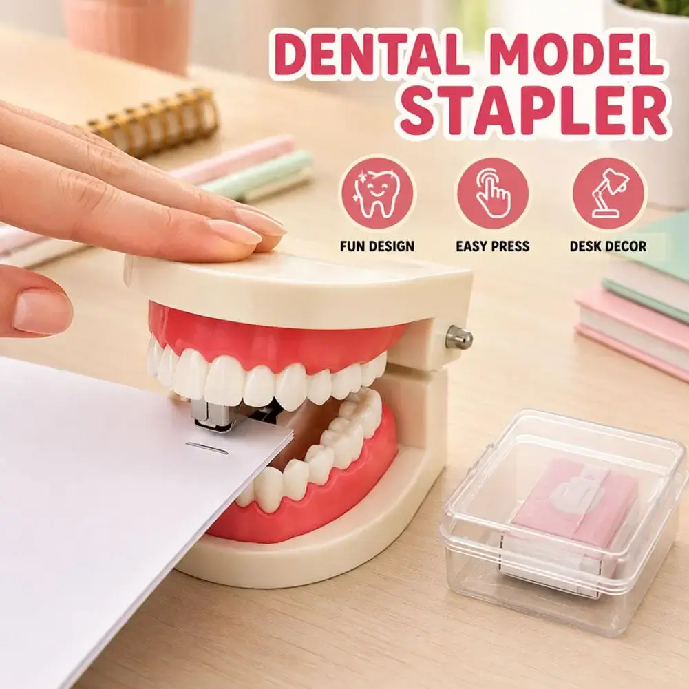 Creative Tooth Teeth Stapler Funny Prank Novelty Stationery Mini Portable Staplers Office School Student Desk Supplies Gift