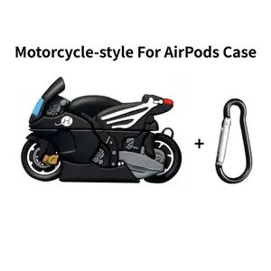 3D Cool Motorcycle AirPods Case, Metal Clip, Soft Shell, Compatible with AirPods 1/2/3/4/pro/pro 2, Fashion Riding Earphone Accessory, Affordable Gift
