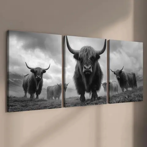 Wooden Framed Canvas Painting, 3 Counts Modern Animal Pattern Wall Art, Decorative Artwork, Wall Decor for Home Living Room Bedroom Office, Modern Home Decoration