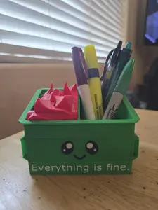 Kawaii Dumpster Fire Pen Holder: Funny 3D Printed Desk Organizer