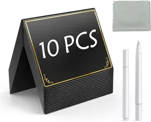 MaxGear 10 PCS 4"x3" Mini Chalkboard Signs for Food, Reusable Drink and Food Labels for Buffet, Party and Bakery, Small Price Chalkboards with 2 Liquid Chalk Markers and 1 Rag