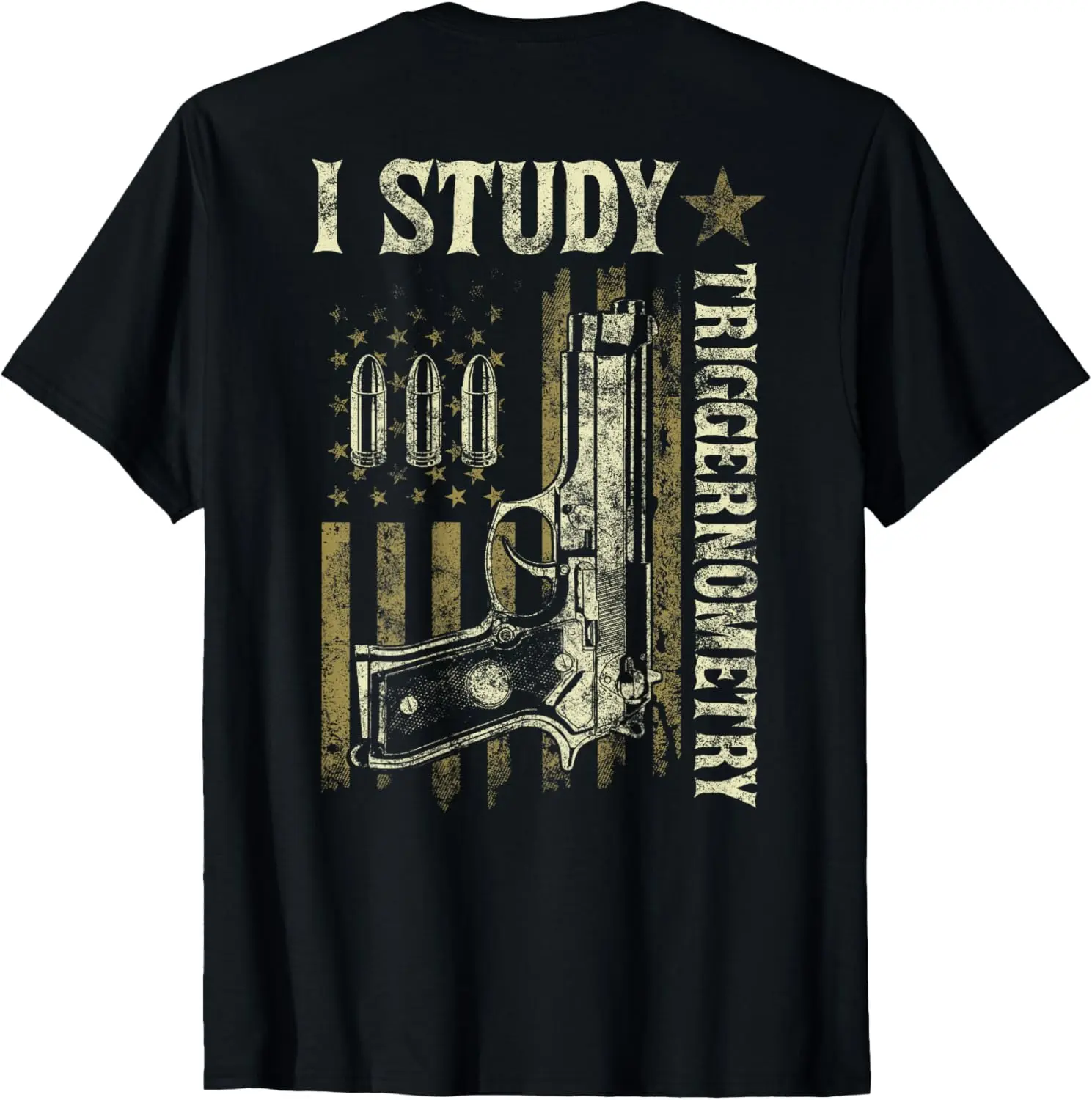 Men's Soft Pure Cotton Round Neck Short-Sleeve T-Shirt - Menswear Sports Casual Top with Funny Triggernometry Pro Guns Trigonometry Math Graphic, Adult Gift, Tshirt