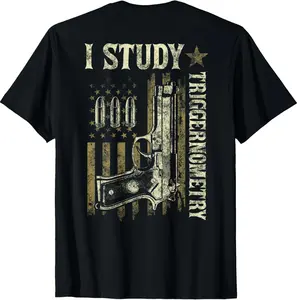 I Study Triggernometry Funny Pro Guns Trigonometry Math Gift T-Shirt Pure Cotton Graphic Tees Menswear Top: Gifts for Men & Women