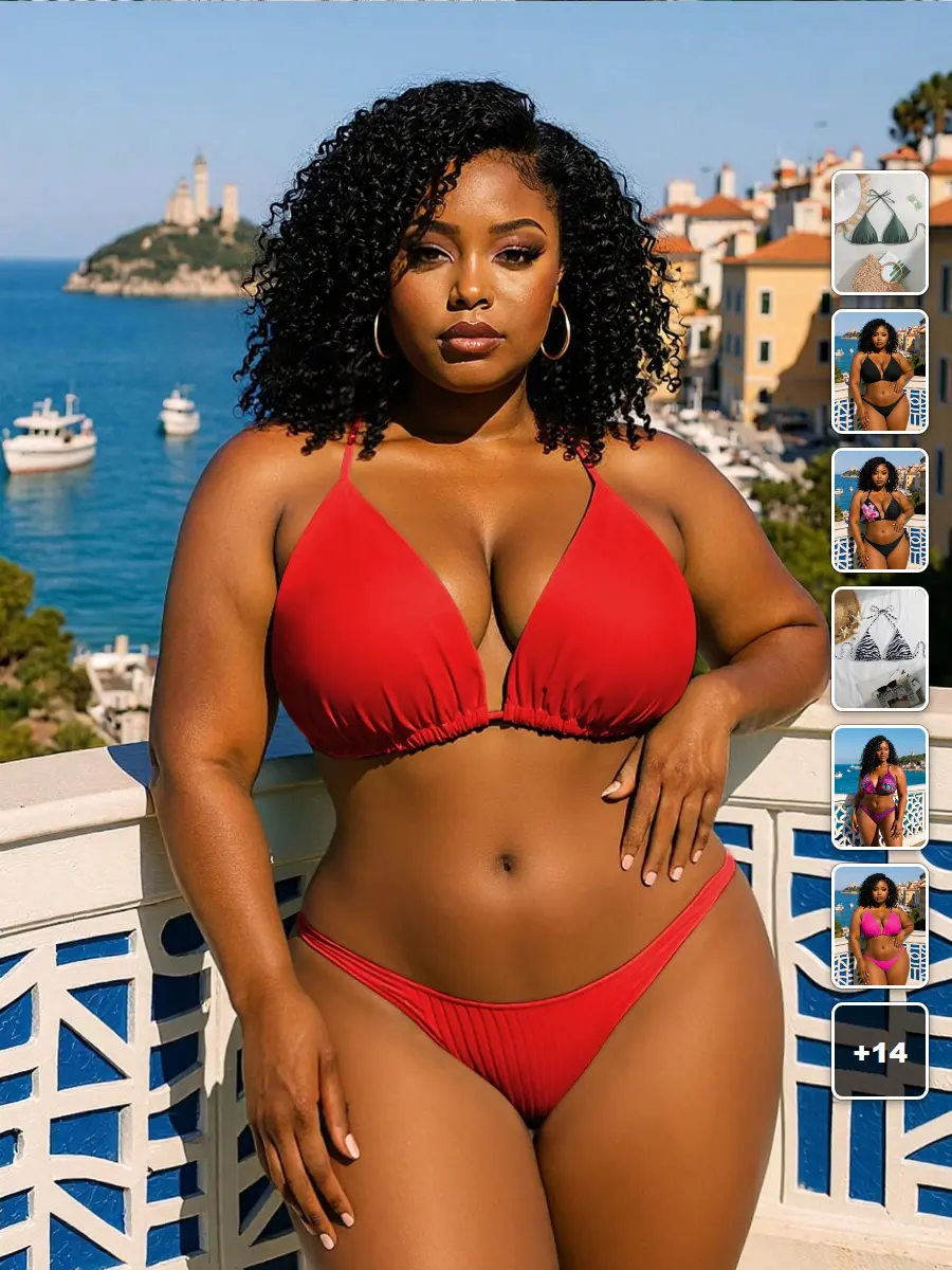 Plus Size Ruched Halter Bikini Top Summer Beach Vacation