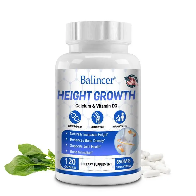 Balincer Height Boosters Dietary Supplement - Calcium-Infused Daily Supplement for Bone Density Support, Joint Health - 60 or 120 Capsules