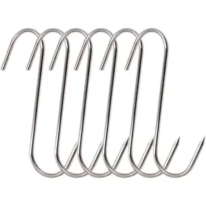 Meat Hooks S Hooks Stainless Steel Poultry Hook BBQ Grill Cooking Smoker Hook Tool (5 Inch-6 Pack)