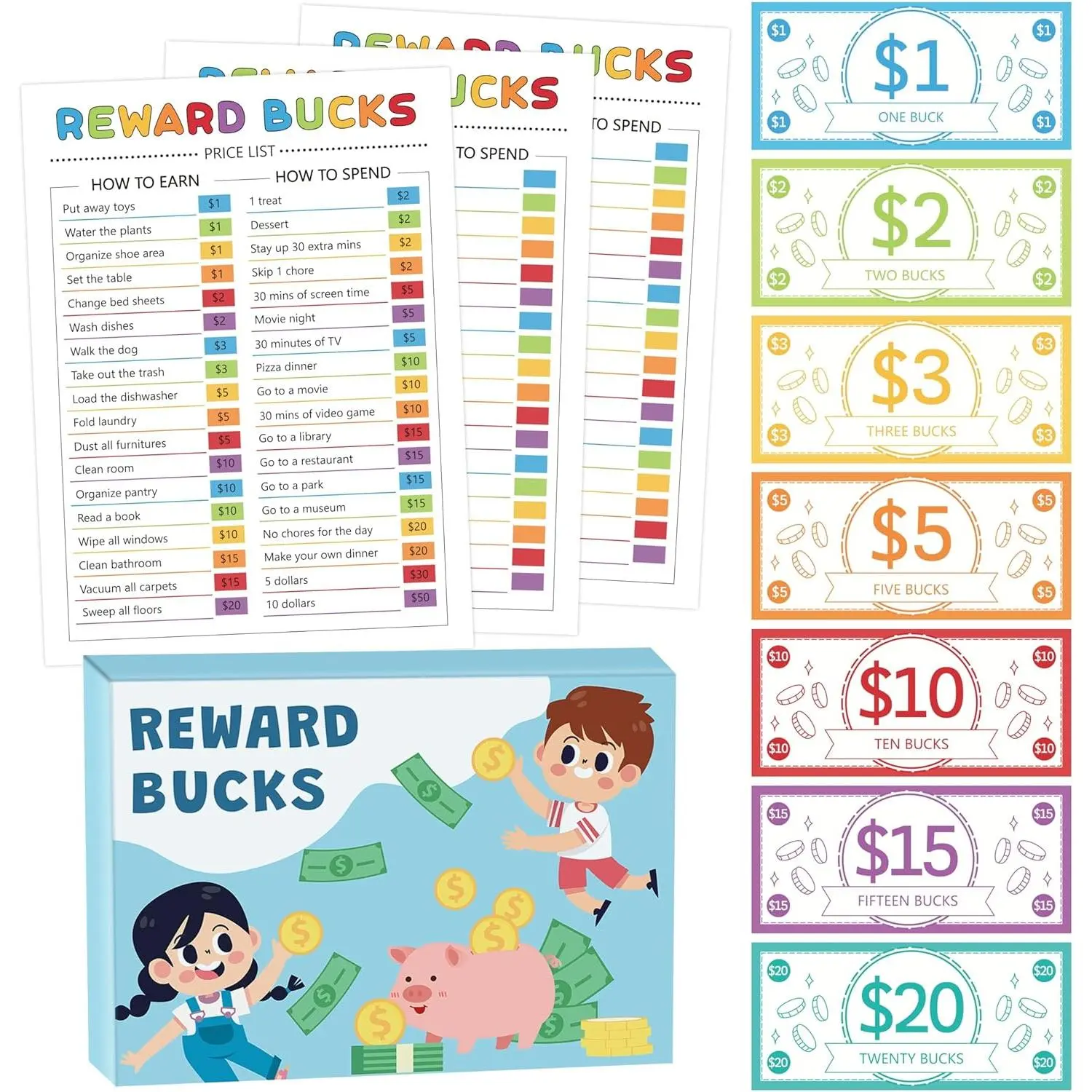 Reward Bucks Charts for  - 633 count  to School Gifts Good Behavior Reward Chore Chart, Family Housework Arrangement Earn Commend  Props, Play  Behavior List for Parent