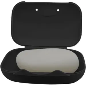 Soap Holder Container-Portable Bar Soap Saver Scrubber Case for Bathroom and Kitchen (Black)