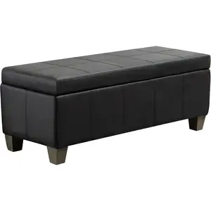 Storage Ottoman, Storage Bench with Safety Hinge, Upholstered Synthetic Leather Ottoman Bench for Bedroom, Living Room, Entryway, Hallway, Foot Rest, Support 500lbs