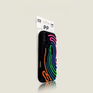Phone Case for iPhone 16/16 Pro, Gray Pink Arc Fingerprint Maze Design, Silicone Shockproof Soft Case for iPhone 16 Pro Max, New Style for 15 Pro, Trendy Brand for 14, Couple Style for 13 (For Men and Women)