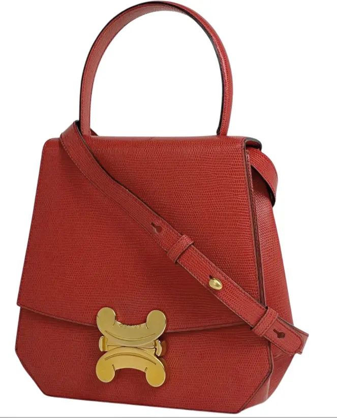 Pre-owned Celine leather Shoulder bags Vintage Triomphe Lizard Embossed 2WAY Handbag　4000024080435