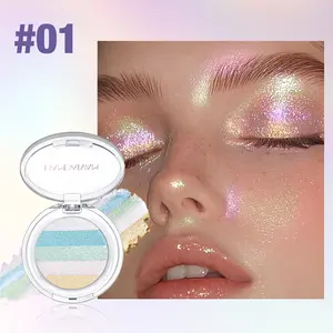 Chameleon Rainbow Eyeshadow Diamond Cheeks Nose Body Highlighter Multichrome Five-Color Pearlescent Fine Glitter Sparkling Long Lasting Makeup Shimmer Eyeshadow All Over Glimmer Highly Pigmented Palette Cosmetic Silky Metallic