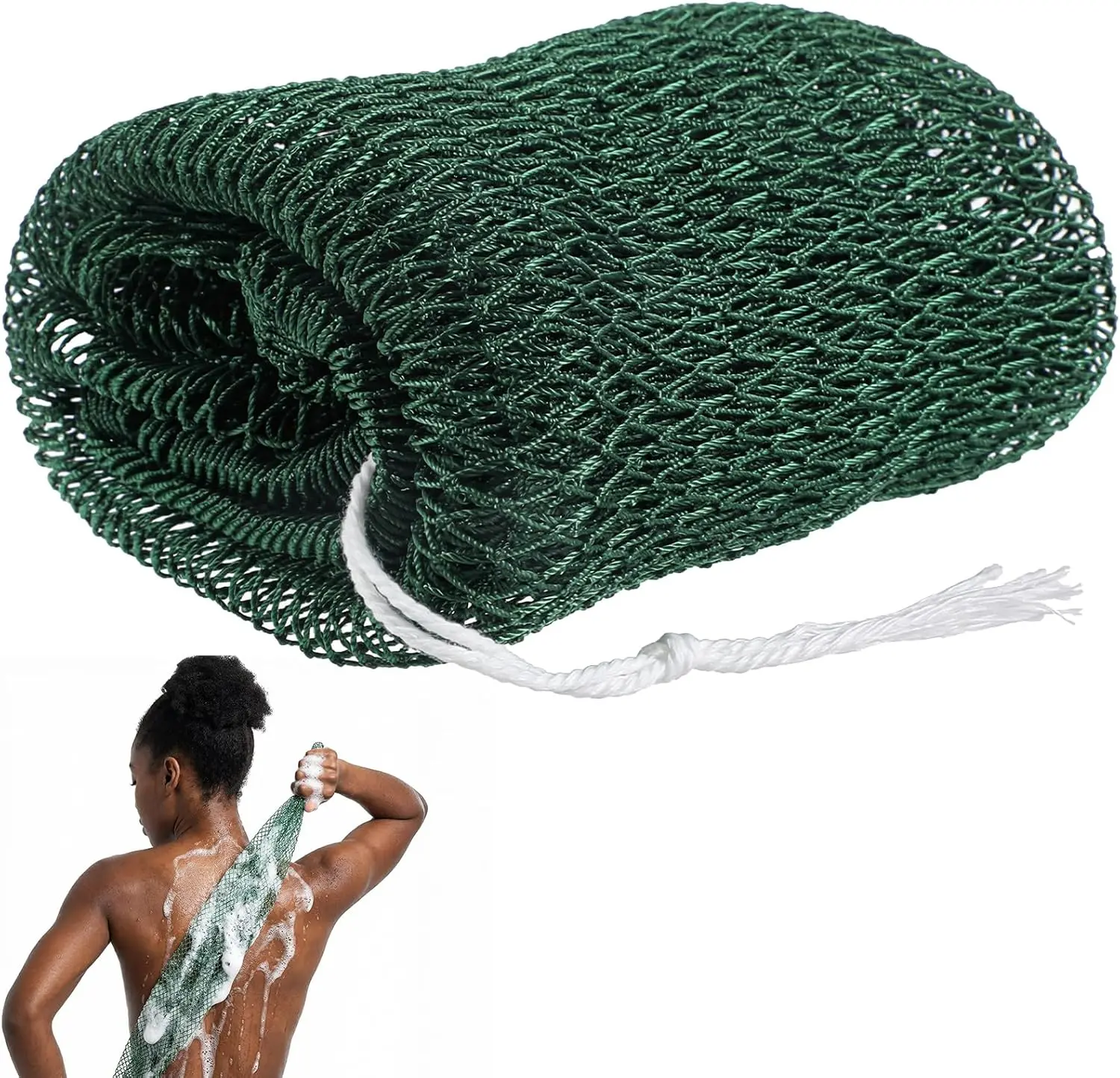 African Net Sponge Authentic - 45 Inches Exfoliating Body Scrubber for Shower Nylon Bath Sponge Back Scrubber for Daily Use