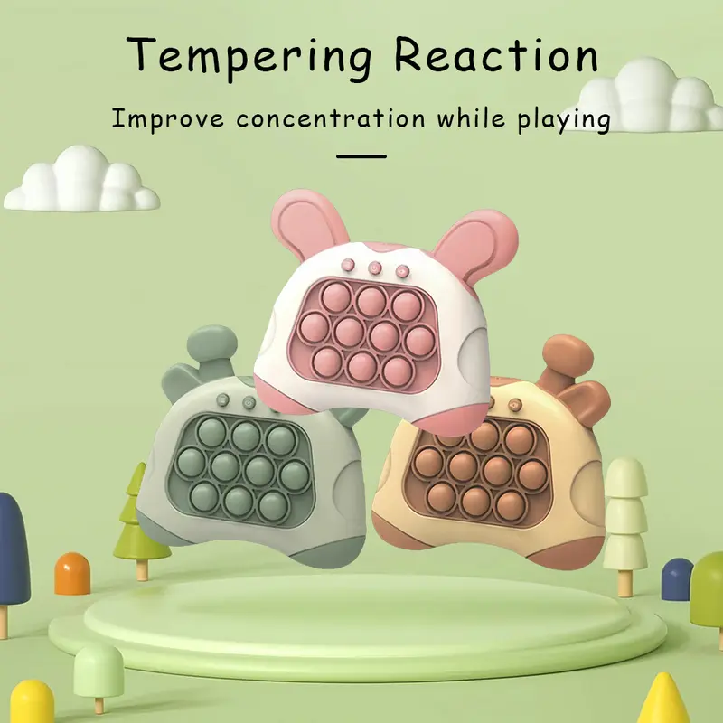 TTZZ Fast Push Game, Quick Push Pop Game, Pop Pro Light Up Fidget Toys,Quick Speed Fast Push Puzzle Game Console Bubble Stress Relief Decompression Toys Handheld Game Toy for Kids 3-12 Years golden animals & nature