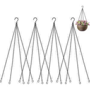 4 Pack,24.5 Inch Hanging Baskets Chain,Black Hanging Chain with 4 Hooks Flower Pot Chain Replacement  Hangers for Bird Feeders,Planters Wind Chimes and Decorative