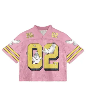 Peace and Love Jersey for Men and Women Pink with Gold Number 02 and Doves Design
