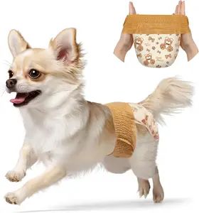 Cute Bear Print Pet Diapers, Super Absorbent Disposable Dog Diapers，360° Comfort Fit for Female Dogs